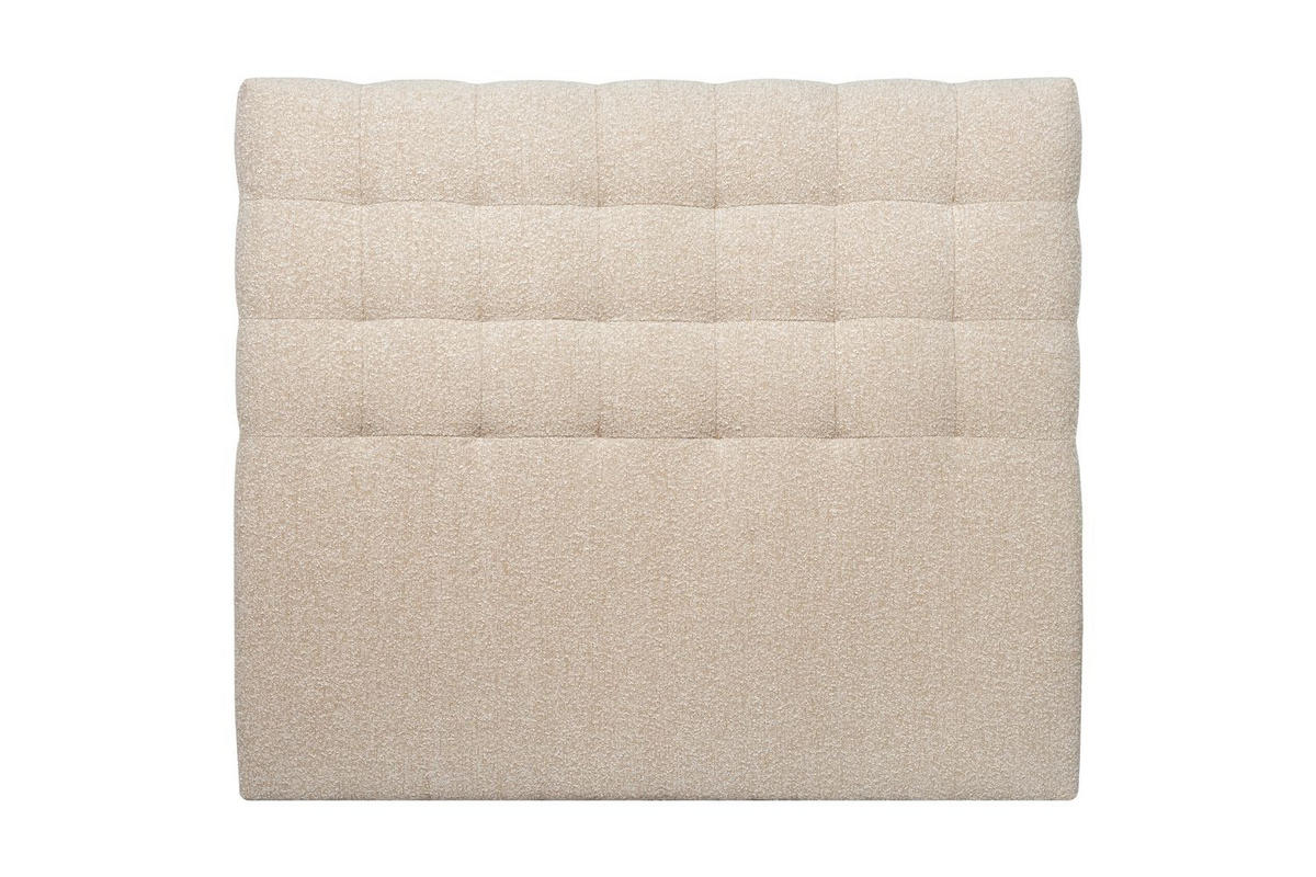 KOPFTEIL gepolstert - Gesteppt – hellbeiger Bouclé-Stoff - 180 cm - Beige, Holz (180/120/10cm) - Sommeil de Plomb