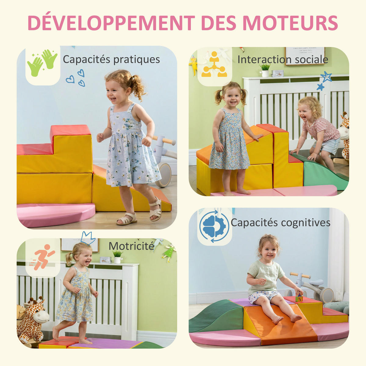 BAUSTEINE DE-18194 6 XL-Motorikmodule, EPE-Schaum Bunt - Multicolor, Kunststoff (100/150cm) - ComfortXL