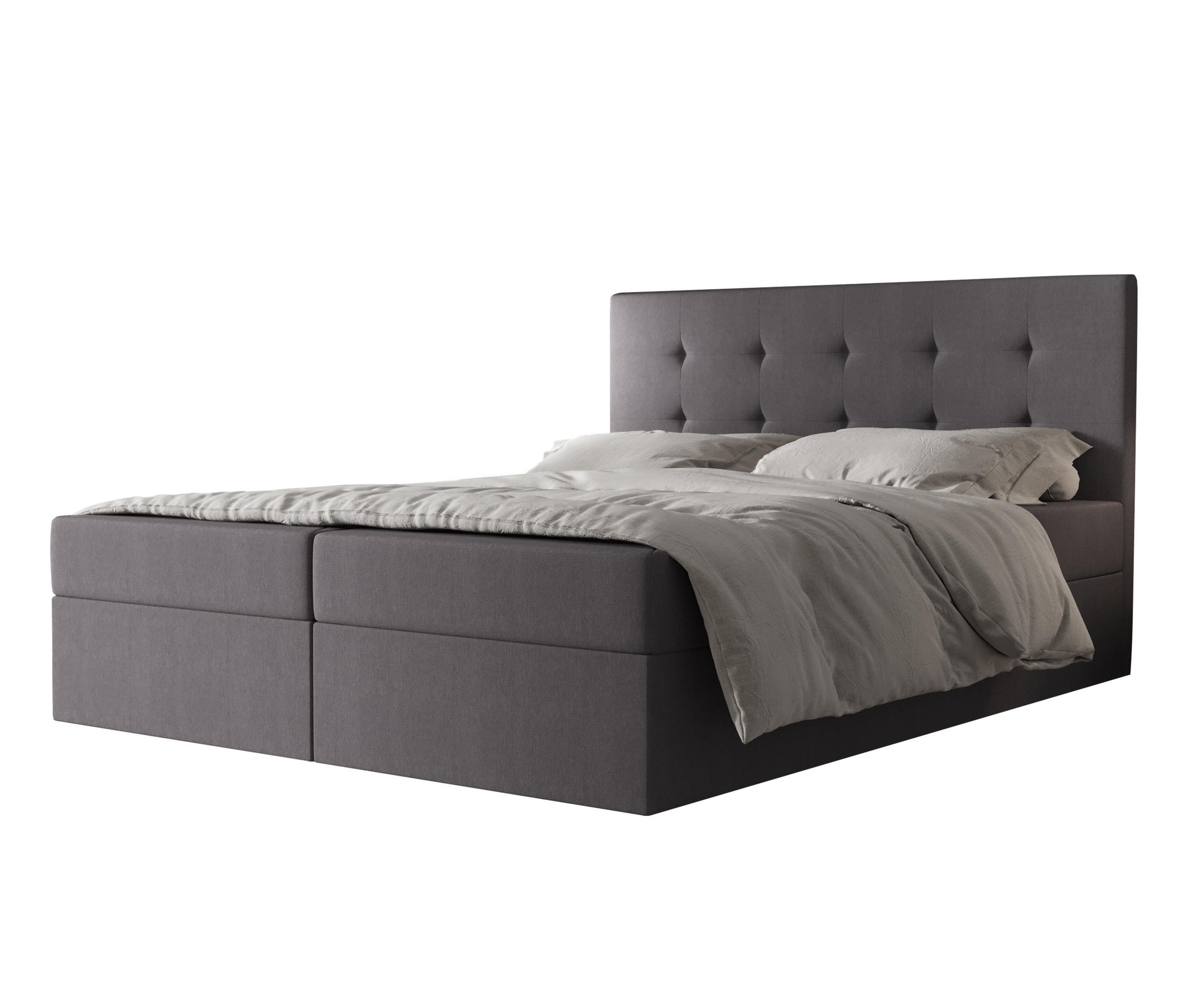 BOXBETT Dahlina 140/200 cm in Grau – mit Bettkasten und Luxus & Funktionalität - Schwarz/Grau, Holz/Holzwerkstoff (140/200cm) - AX Living