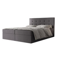 BOXBETT Dahlina 140/200 cm in Grau – mit Bettkasten und Luxus & Funktionalität - Schwarz/Grau, Holz/Holzwerkstoff (140/200cm) - AX Living
