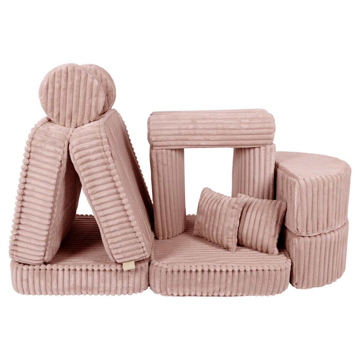 KINDERSOFA Pocket Max modular 12-tlg. aus Plüschcord in Schokorosa - Violett, Textil (120/25/60cm) - MeowBaby