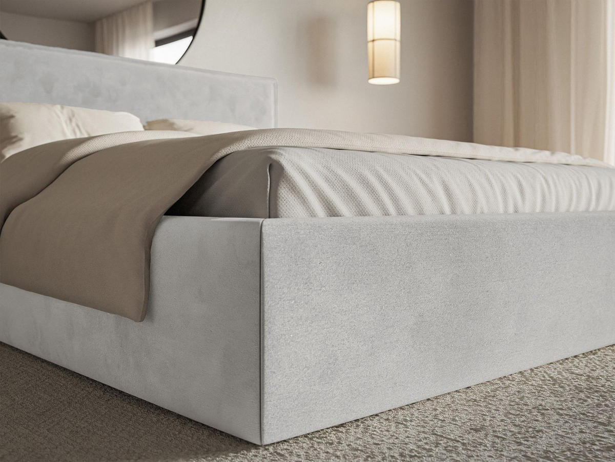 POLSTERBETT Softie Hellgrau Velours 180x200 - Hellgrau, Textil (180/200cm) - Selsey