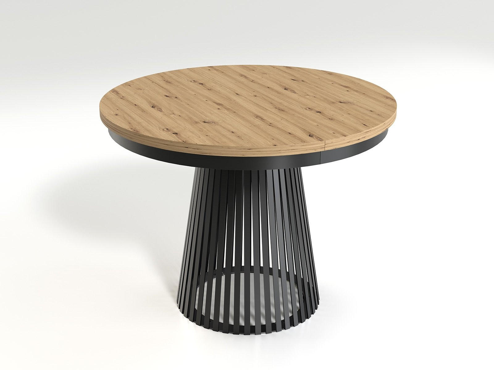 Masseno Esstisch Eiche Artisan, Schwarz 100x76.6x100 cm