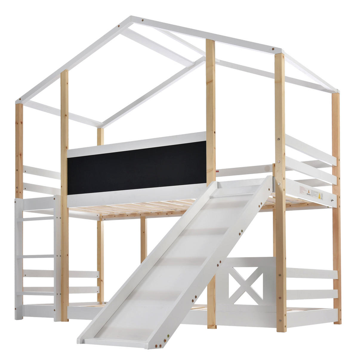 ETAGENBETT Baumhaus 90/200 cm Weiß mit Rutsche und Leiter - Weiß, Holz (90/200cm) - OKWISH