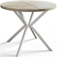 ESSZIMMERTISCH LOFT LITEN, ausziehbarer Tisch 120 cm/200 cm, Farbe: Beige, mit Metallbeinen in Farbe Weiß - Weiß/Sonoma Eiche, Holzwerkstoff (120/120/76cm) - Alpi-Möbel