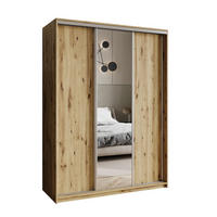 SCHWEBETÜRENSCHRANK TAVI 150/205/60 cm 3-türig mit Spiegel Eiche Artisan - Eiche Artisan, Holzwerkstoff (150/205/60cm) - MASSENO