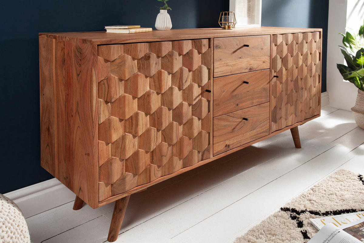 SIDEBOARD MYSTIC LIVING Akazie Natur 145cm - Braun, Holz (145/75/40cm) - riess-ambiente