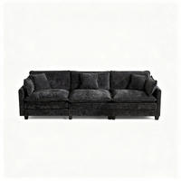 3-SITZER Sofa aus Chenille 289x75x84 cm mit modularem Design, schwarz - Schwarz, Textil (75/84/289cm) - Luhomfu