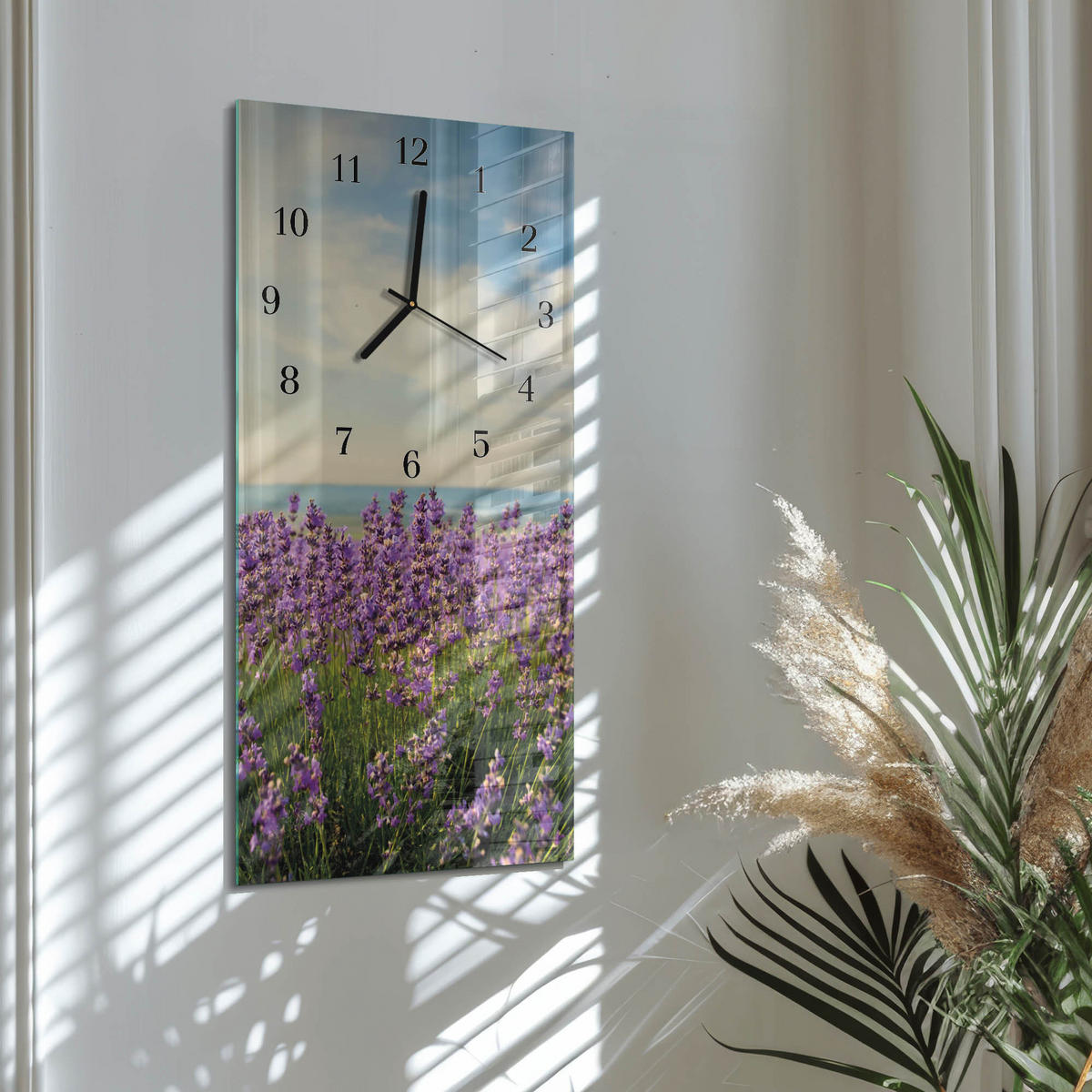 WANDUHR 60x30 cm - Abstrakte Linien - Multicolor, Glas (30/60/0.4cm) - TULUP