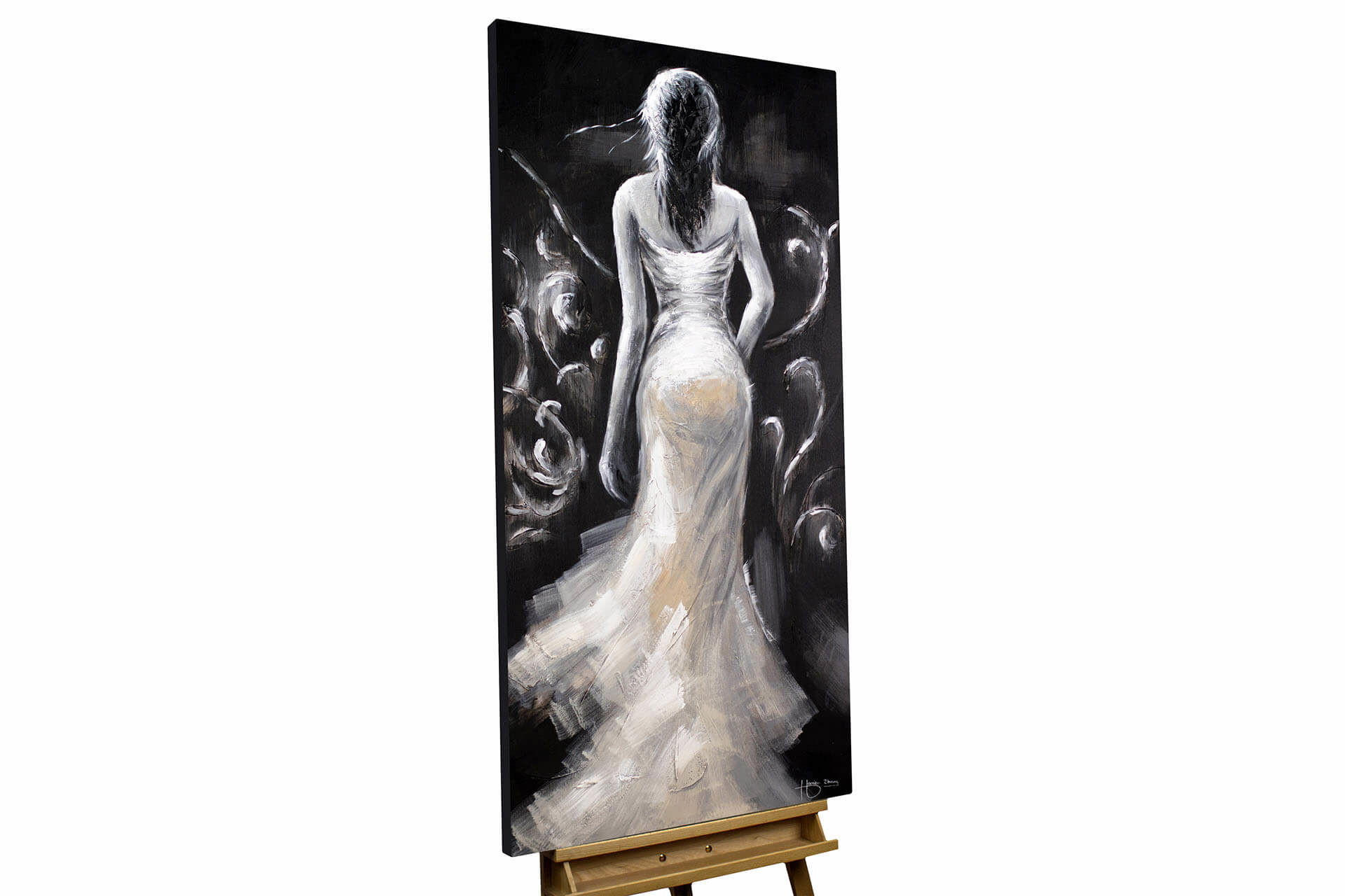 KUNSTLOFT RUČNĚ MALOVANÝ AKRYLOVÝ OBRAZ ČERNÝ, 60/120 CM