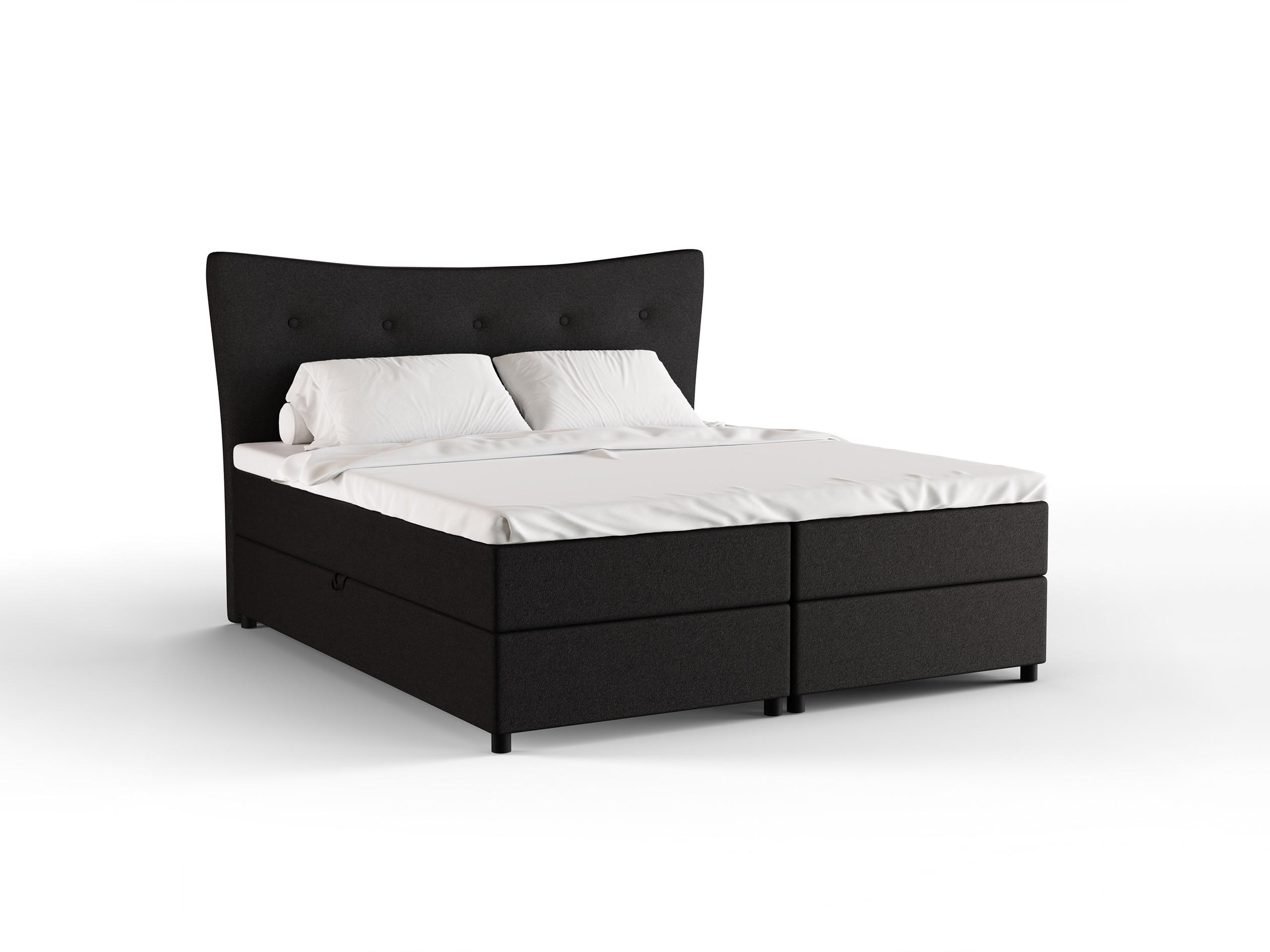 BOXBETT Nevada 180 x 200 cm Doppelbett mit hochwertiger Bonell-Matratze und Topper - schwarz - Schwarz, Holz (180/200cm) - Panda Möbel