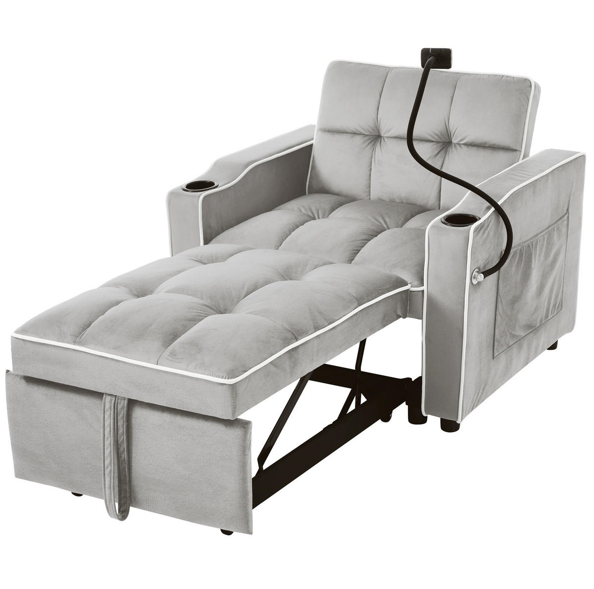 SCHLAFSESSEL mit Liegefläche 83/167 cm – 3-stufig verstellbar, platzsparend - Weiß, Kunststoff (83/76/167cm) - BEAOK