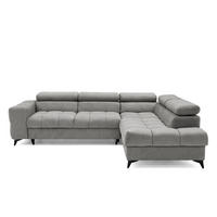 ECKSOFA PUDDING L Rechts mit Schlaffunktion 125x195 Velours Grau - Schwarz/Grau, Holz/Textil (275/203cm) - Muffo