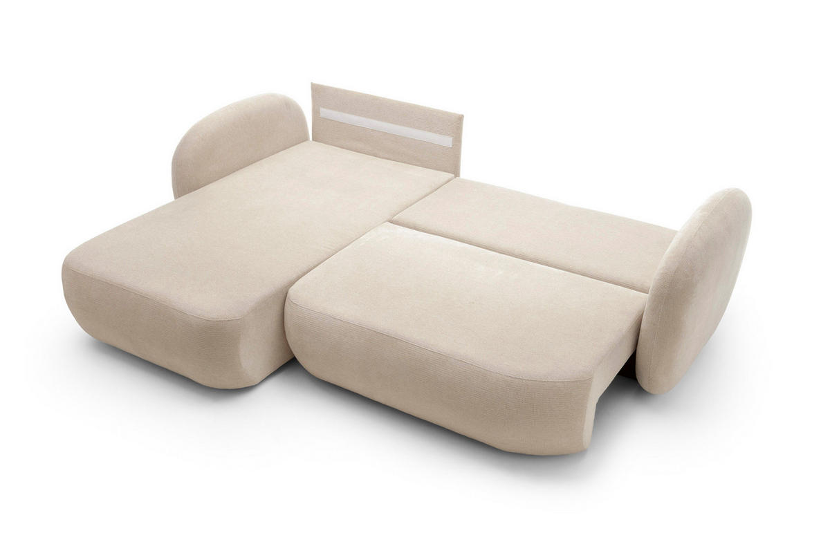 ECKSOFA OLIO L-Form Schlaffunktion mit Bettkasten, lose Rückenkissen, freistehend, LINKS 174x248 cm Beige - Beige, Holz/Textil (174/248cm) - DomoHome