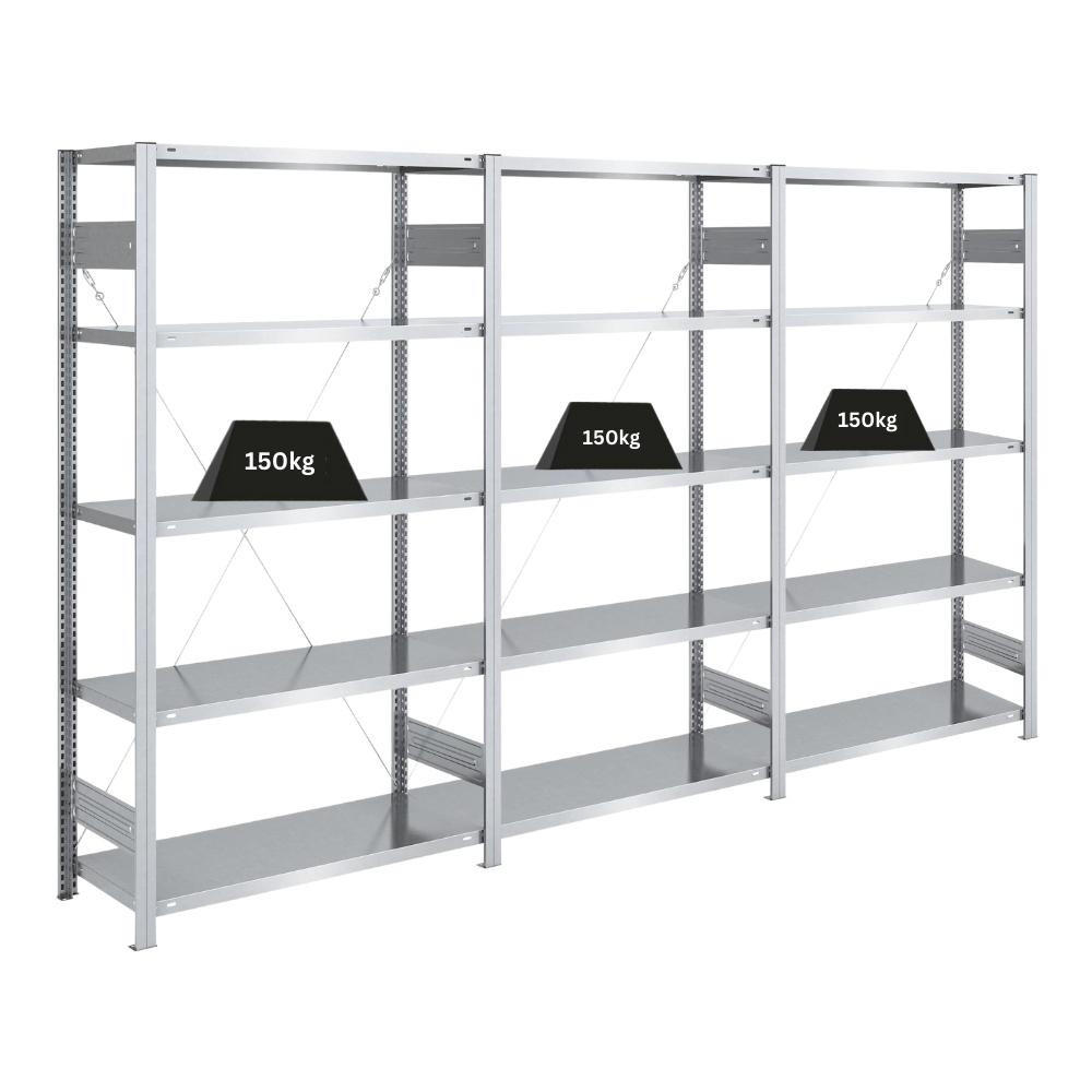 SCHWERLASTREGAL Silver Mamba 200x300x40cm 5 Ebenen je 150kg Fachlast Verzinkt - Silberfarben, Metall (300/200/40cm) - PROREGAL