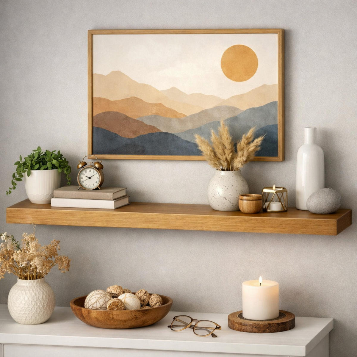 WANDREGAL Holzoptik Erlefarben 2er Set 80x20x4 cm - Erlefarben, Holzwerkstoff/Metall (80/3.8/20cm) - Begryf