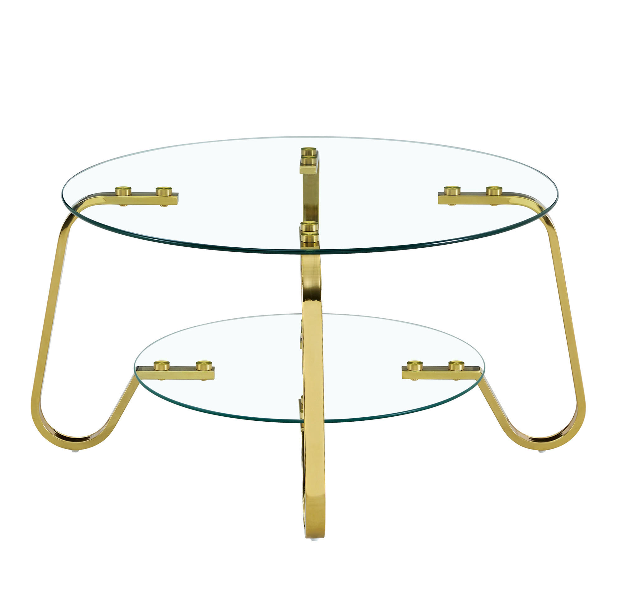 COUCHTISCH 80/80/45 cm gold aus Metall mit 2 Ebenen - Goldfarben, Metall (80/80/45cm) - OKWISH