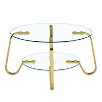 COUCHTISCH 80/80/45 cm gold aus Metall mit 2 Ebenen - Goldfarben, Metall (80/80/45cm) - OKWISH