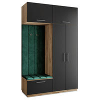 GARDEROBENSCHRANK REMA 150/240/60 cm Modern Garderobe-Set Eiche Wotan - Eiche Wotan/Schwarz, Holzwerkstoff (150/240/60cm) - MASSENO