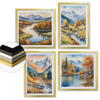 WANDBILDER 4er Set - 50x50 cm & 40x60 cm Goldrahmen - Herbstliche Naturlandschaften - Goldfarben, Kunststoff (50/50cm) - ArtPrintCave