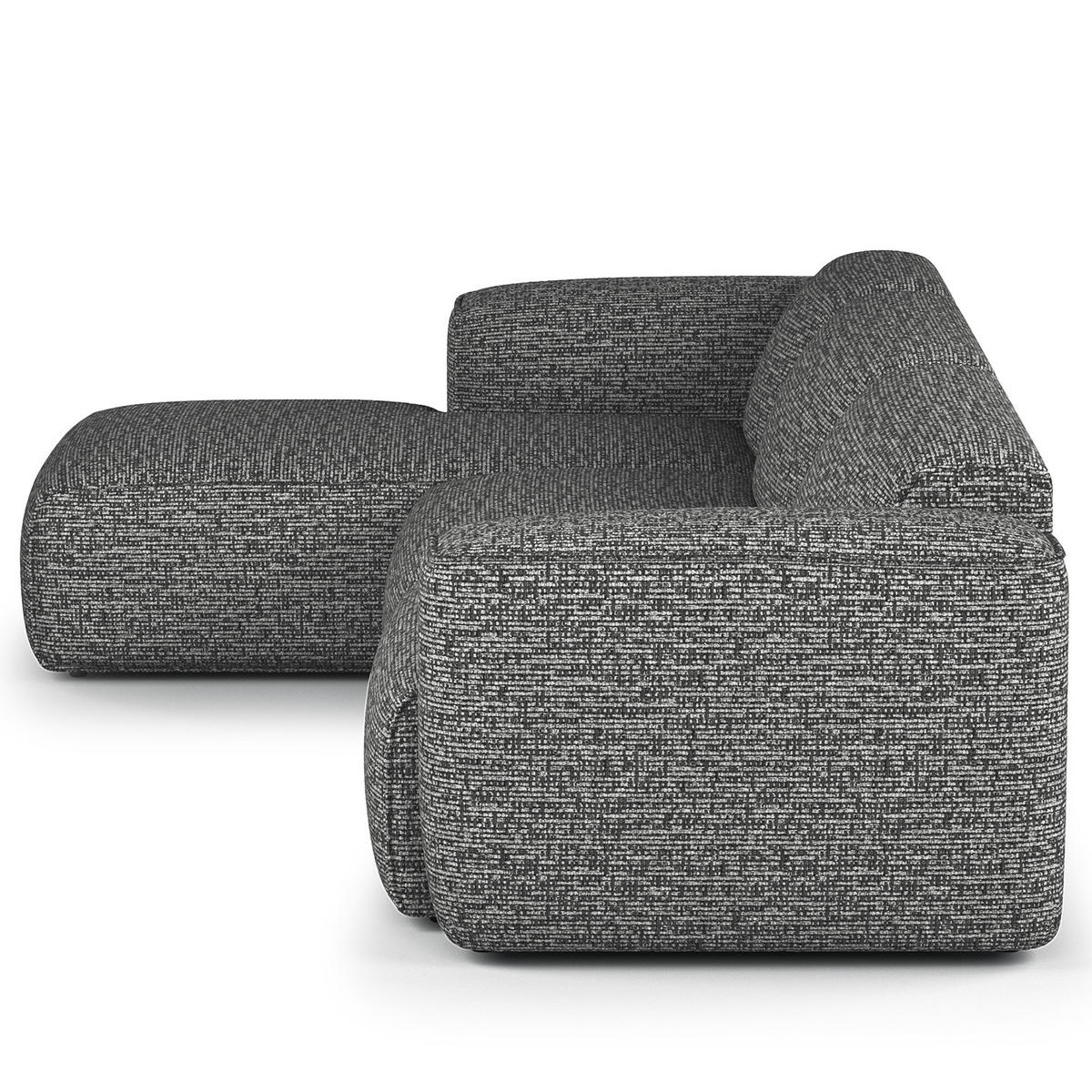 3-SITZER ECKSOFA mit Longchair - Schwarz/Grau, Kunststoff/Textil (317/173cm) - home24