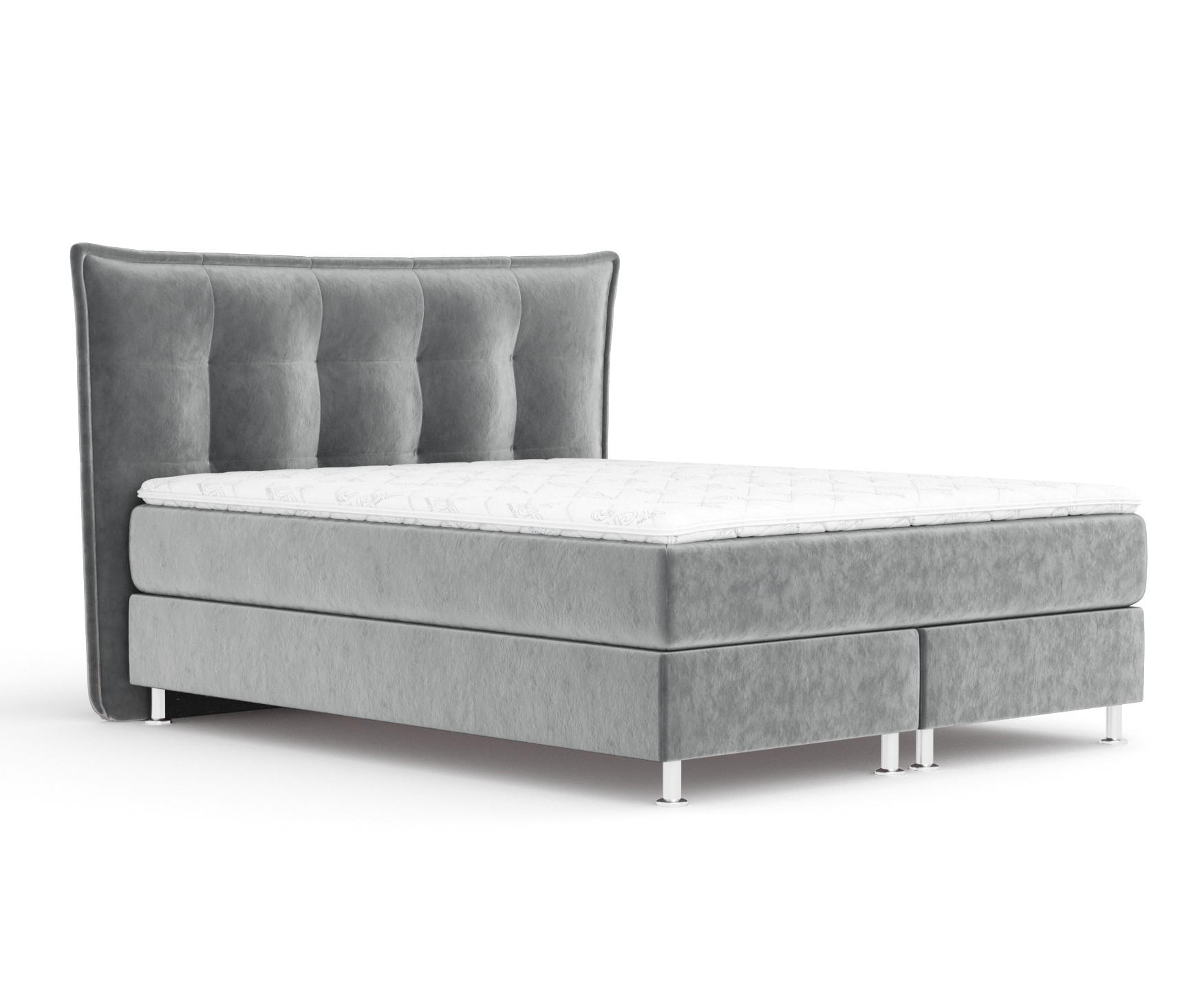BOXSPRINGBETT Minori Grau 200/200 cm mit Latex-Topper - Silberfarben/Grau, Holz/Holzwerkstoff (200/200cm) - Maison de Reve