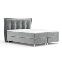 BOXSPRINGBETT Minori Grau 200/200 cm mit Latex-Topper - Silberfarben/Grau, Holz/Holzwerkstoff (200/200cm) - Maison de Reve