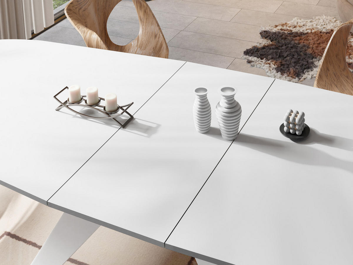 ESSTISCH Fatina rechteckig ausziehbar, Weiß 180-218/90/76 cm - Weiß, Holzwerkstoff/Metall (180/90/76cm) - WFL GROUP