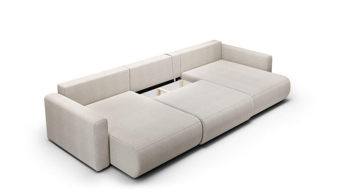 WOHNLANDSCHAFT Chaira Mit Schlaffunktion - Hellgrau, Holzwerkstoff/Textil (340/85/149cm) - Fun Möbel