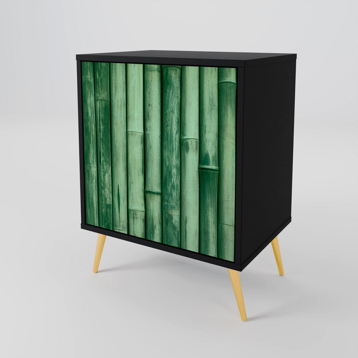 SIDEBOARD NATURAL GREEN, Schwarz, 57,5x42x70,5 cm, Schwarze Metall-Sternfüße - Multicolor/Schwarz, Holzwerkstoff/Metall (57.5/70.5/42cm) - SpaceRebels