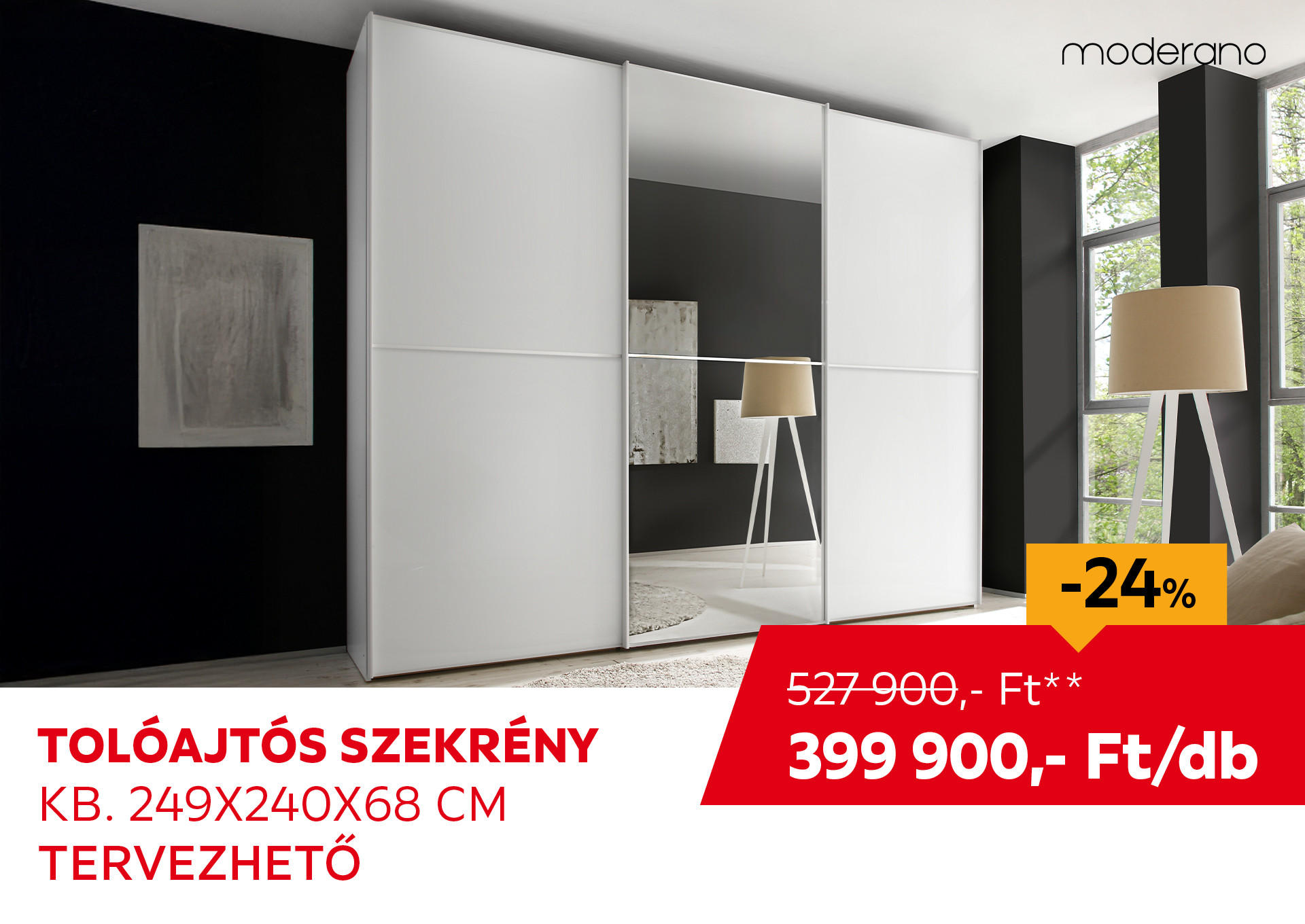 TOLÓAJTÓS SZEKRÉNY KB. 249x240x68 CM Kiemelt termék 527900 Ft.- helyett 399900 Ft.-