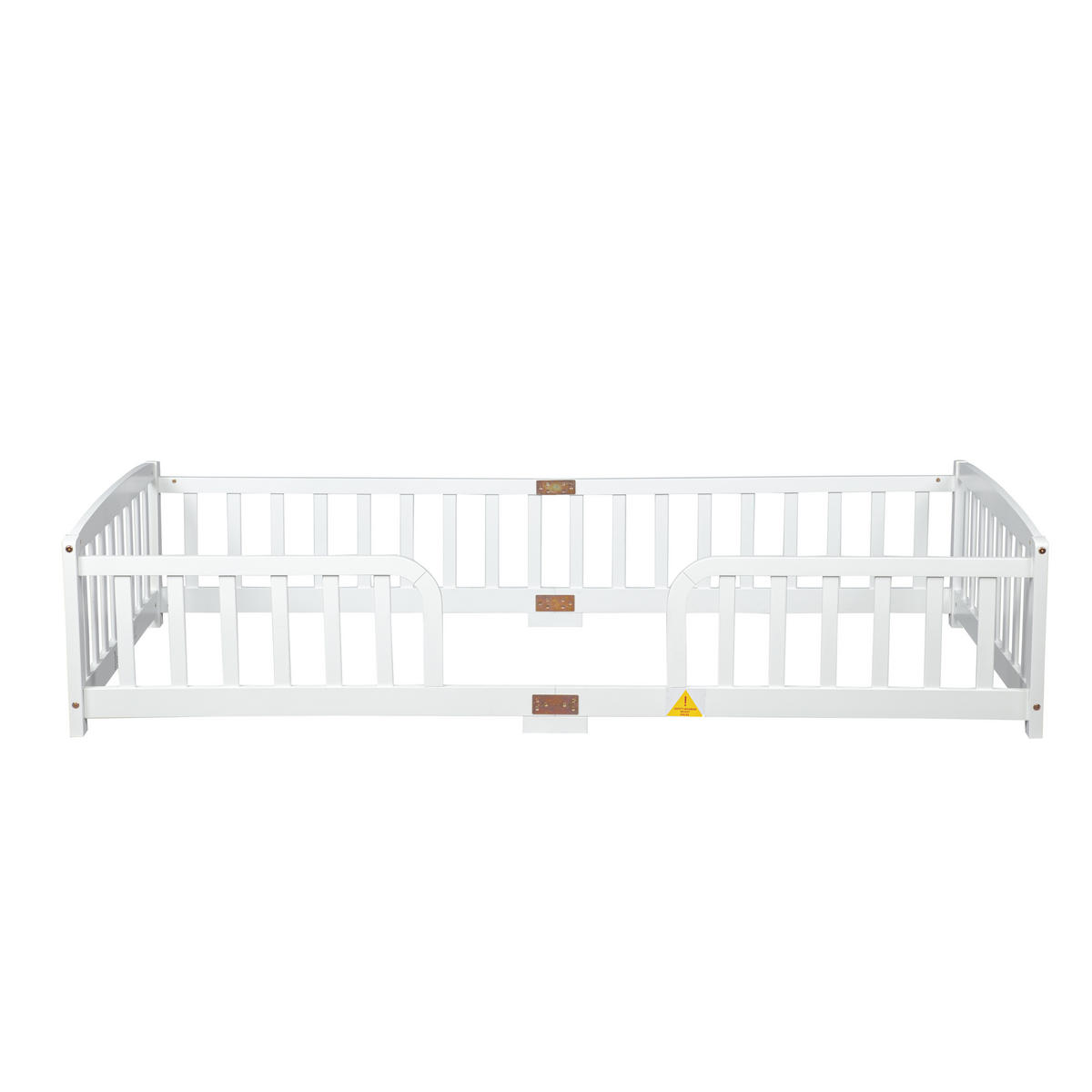 KINDERBETT, Bodenbett 90x200 cm mit Rausfallschutz aus Kiefer, Weiß - Weiß, Holz/Holzwerkstoff (90/200cm) - LVHOM