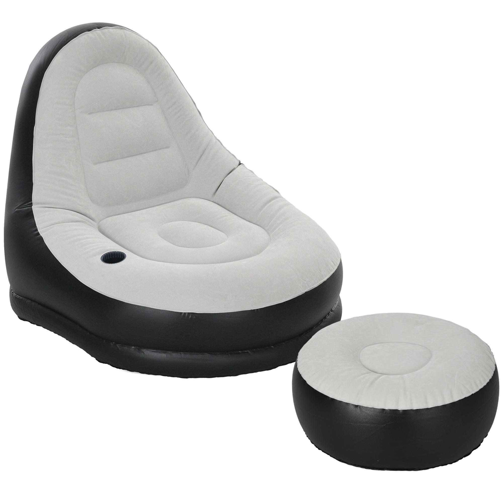 Outsunny NAFUKOVACÍ SOFA, Světle šedá+Černá, Plast