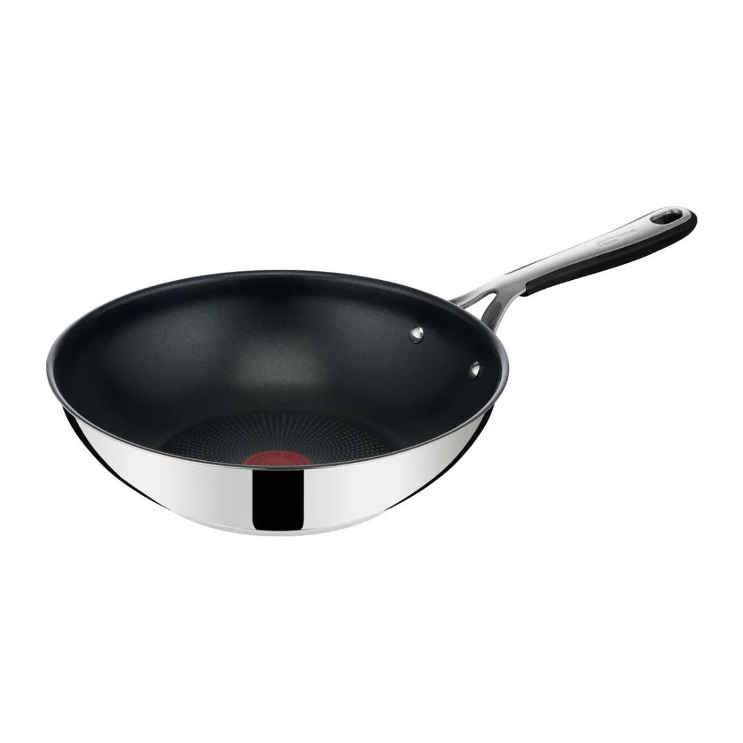 WOKPFANNE Jamie Oliver Edelstahl 28 Cm Induktion Titanium Antihaft Tefal - Silberfarben/Schwarz, Kunststoff/Metall (28cm) - Tefal