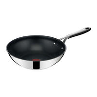 WOKPFANNE Jamie Oliver Edelstahl 28 Cm Induktion Titanium Antihaft Tefal - Silberfarben/Schwarz, Kunststoff/Metall (28cm) - Tefal