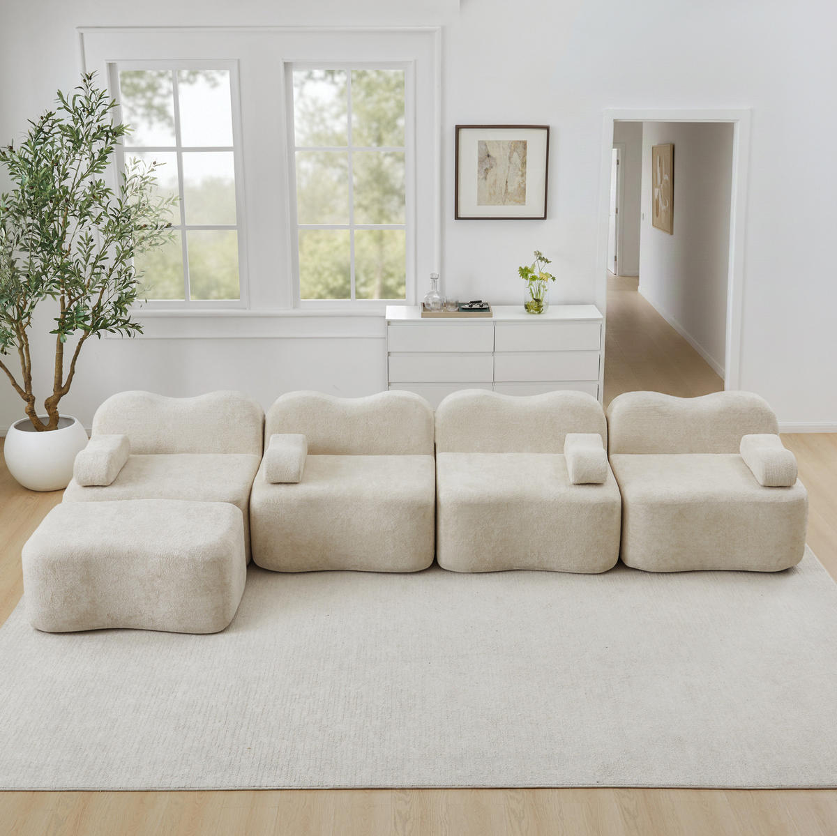 ECKSOFA 384/167/70 cm Beige aus Velvet mit modularem Design - Beige, Textil (167/384cm) - OKMYHOME