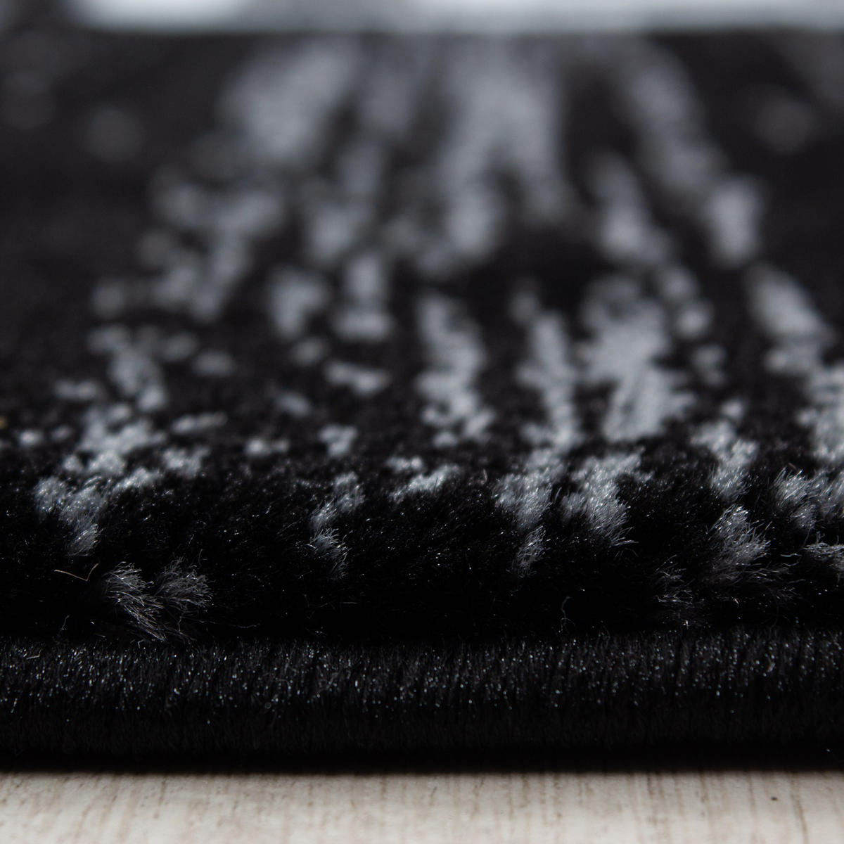 TEPPICH Kurzflor Mäander Polypropylen saugroboter Wohnzimmer Schwarz Läufer 80x300 - Schwarz, Textil (80/300cm) - KADIMA DESIGN