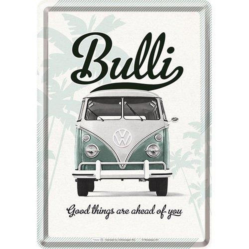 MINIBLECHSCHILD 10/14 cm Volkswagen VW Bulli Good Things Are Ahead of You - Multicolor, Metall (10/14/0.1cm) - Nostalgic-Art