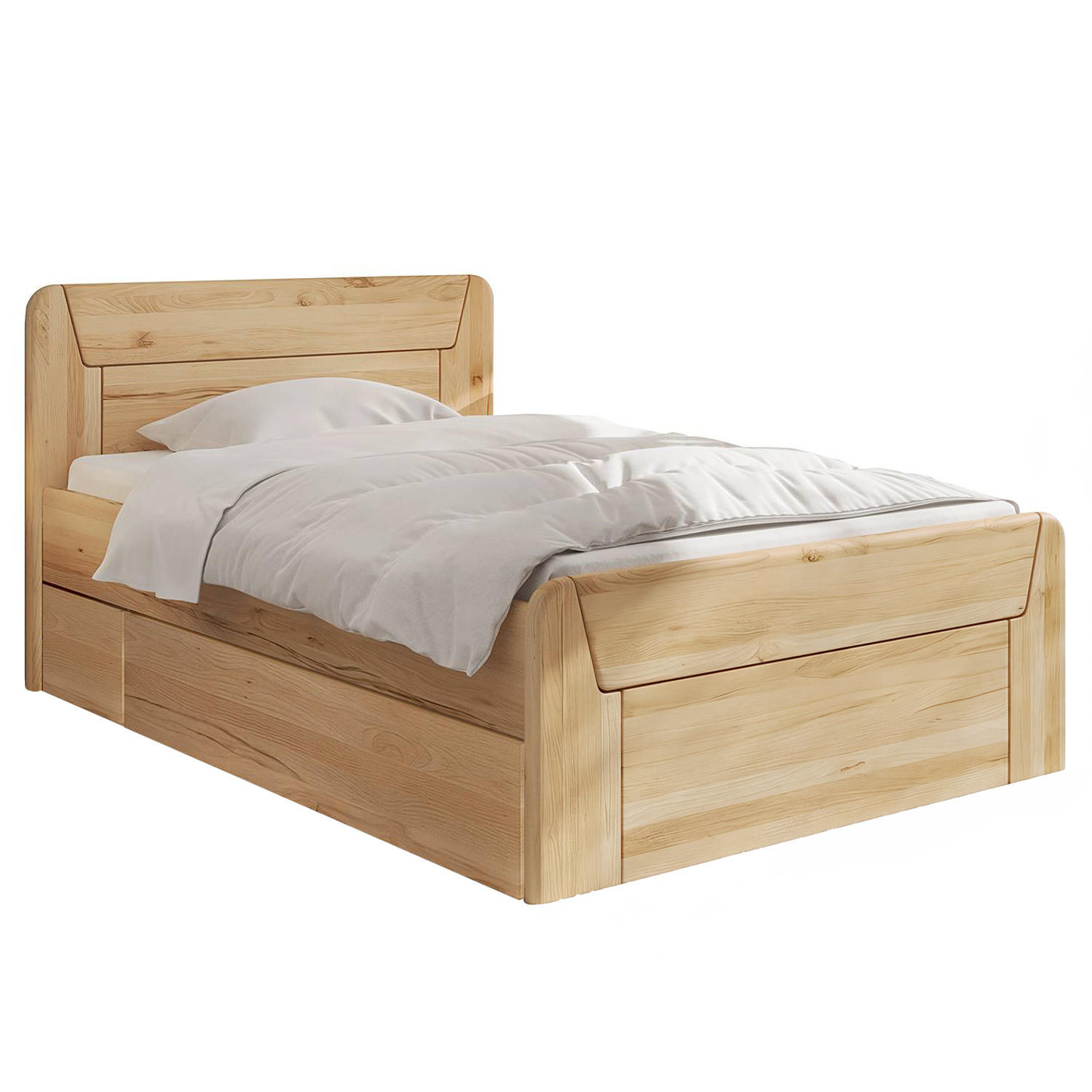 MASSIVHOLZBETT - Braun - Kernbuche, Holz (120/200cm) - home24