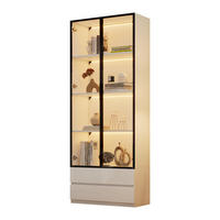 VITRINE weiß aus MDF mit Aluminium-Glastüren, zwei Schubladen und App-gesteuerter LED-Beleuchtung 80 × 34 × 200 cm - Weiß, Holzwerkstoff (80/200/34cm) - Luhomfu