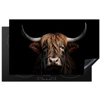 HERABDECKPLATTE - Schottischer Highlander - Porträt - Schwarz - Tier - 85x50 - Braun, Kunststoff (85/50/0.2cm) - MuchoWow