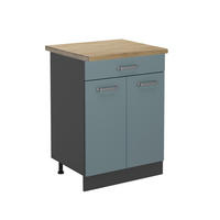 KÜCHENUNTERSCHRANK R-Line Blau-Grau 60 cm , AP Eiche - Anthrazit/Blaugrau, Holzwerkstoff (60/81.6/60cm) - Vicco