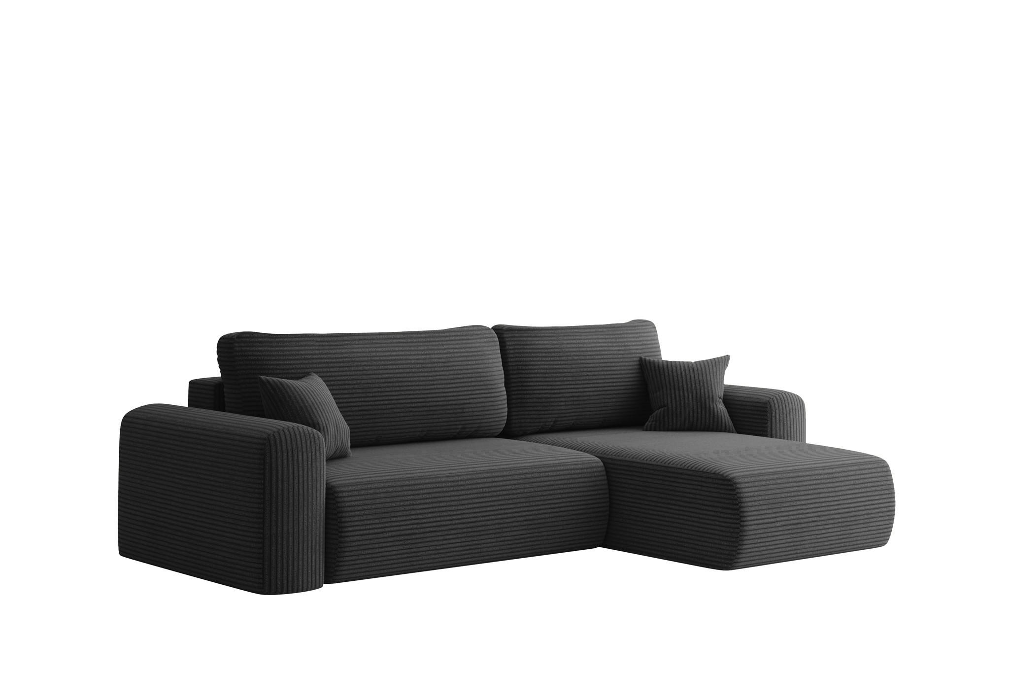 ECKSOFA Flora In Poso - Schwarz, Holzwerkstoff/Textil (272/145cm) - Fun Möbel