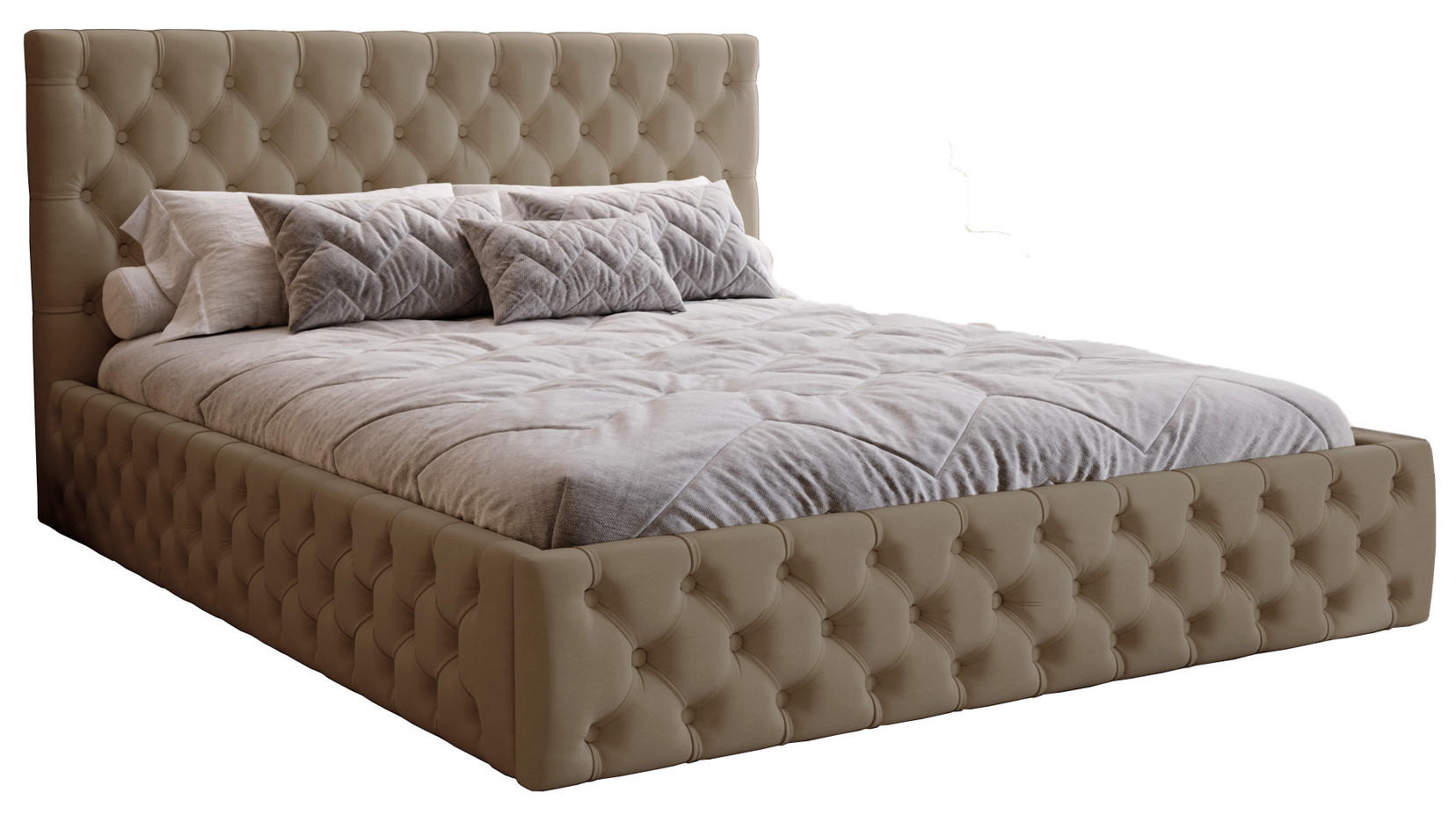 POLSTERBETT 180x200 Verti Slim, Chesterfield, Braun - Braun, Holz/Textil (180/200cm) - Emporius