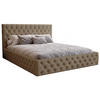 POLSTERBETT 200x200 Verti Slim, Chesterfield, Braun - Braun, Holz/Textil (200/200cm) - Emporius