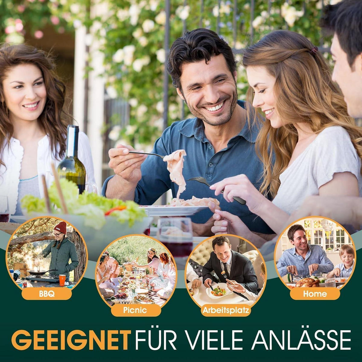 BESTECKSET 36-teilig Schwarz Edelstahl 6 Personen - Schwarz, Metall