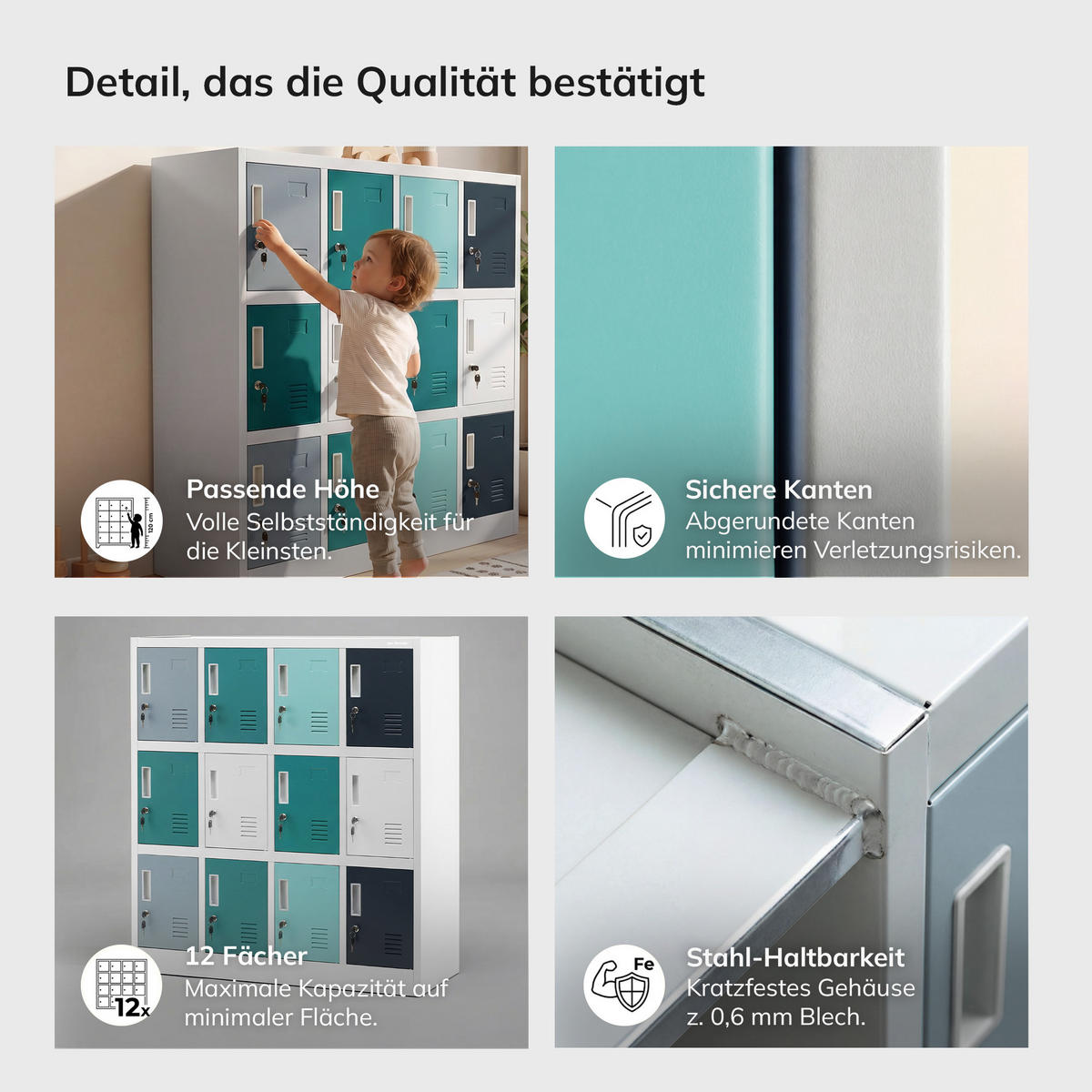 SCHLIESSFACHSCHRANK OLA 120x109x45 cm - Blaugrau, Metall (109/120/45cm) - Jan Nowak