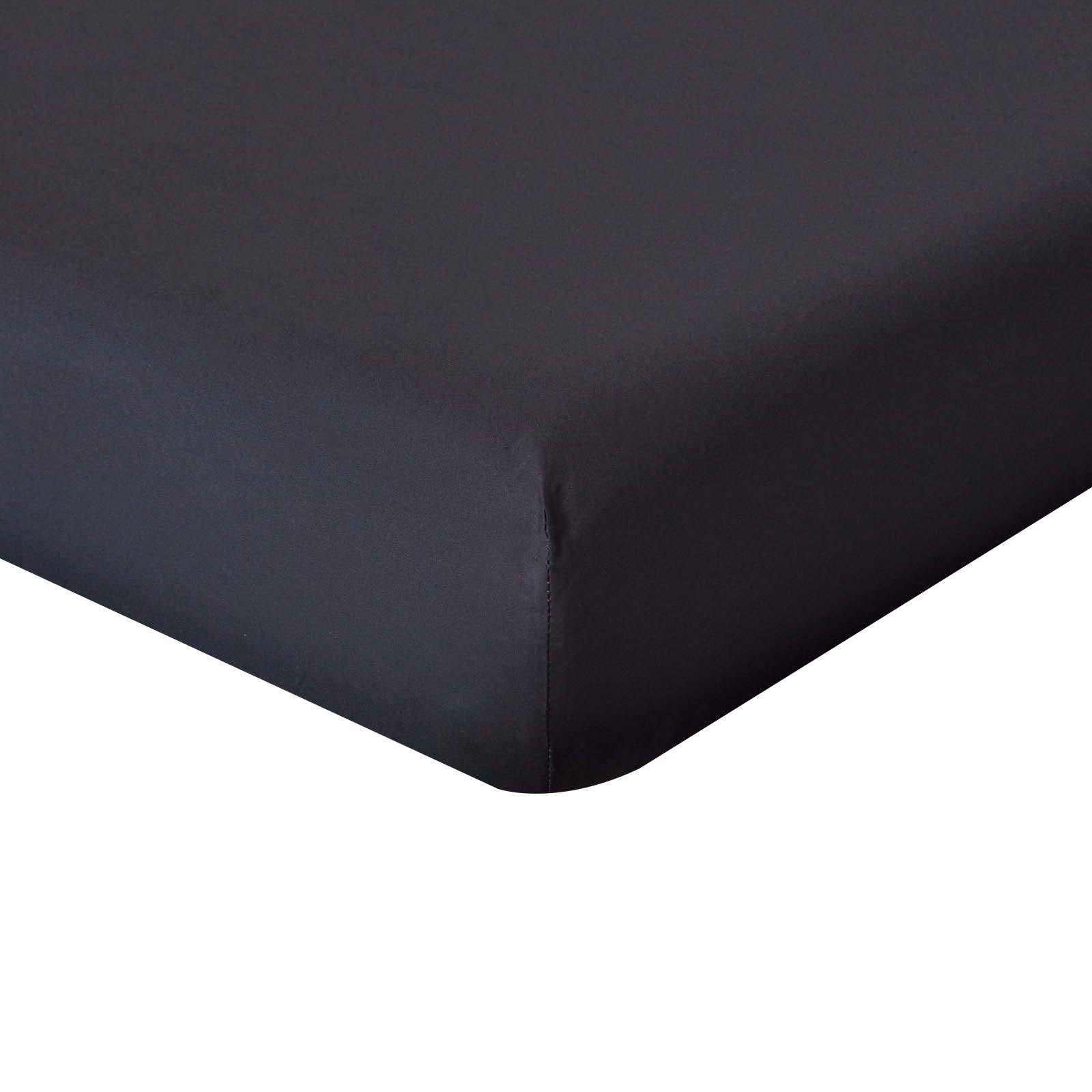 Homescapes Perkal-Spannbettlaken, Schwarz 140x190 cm