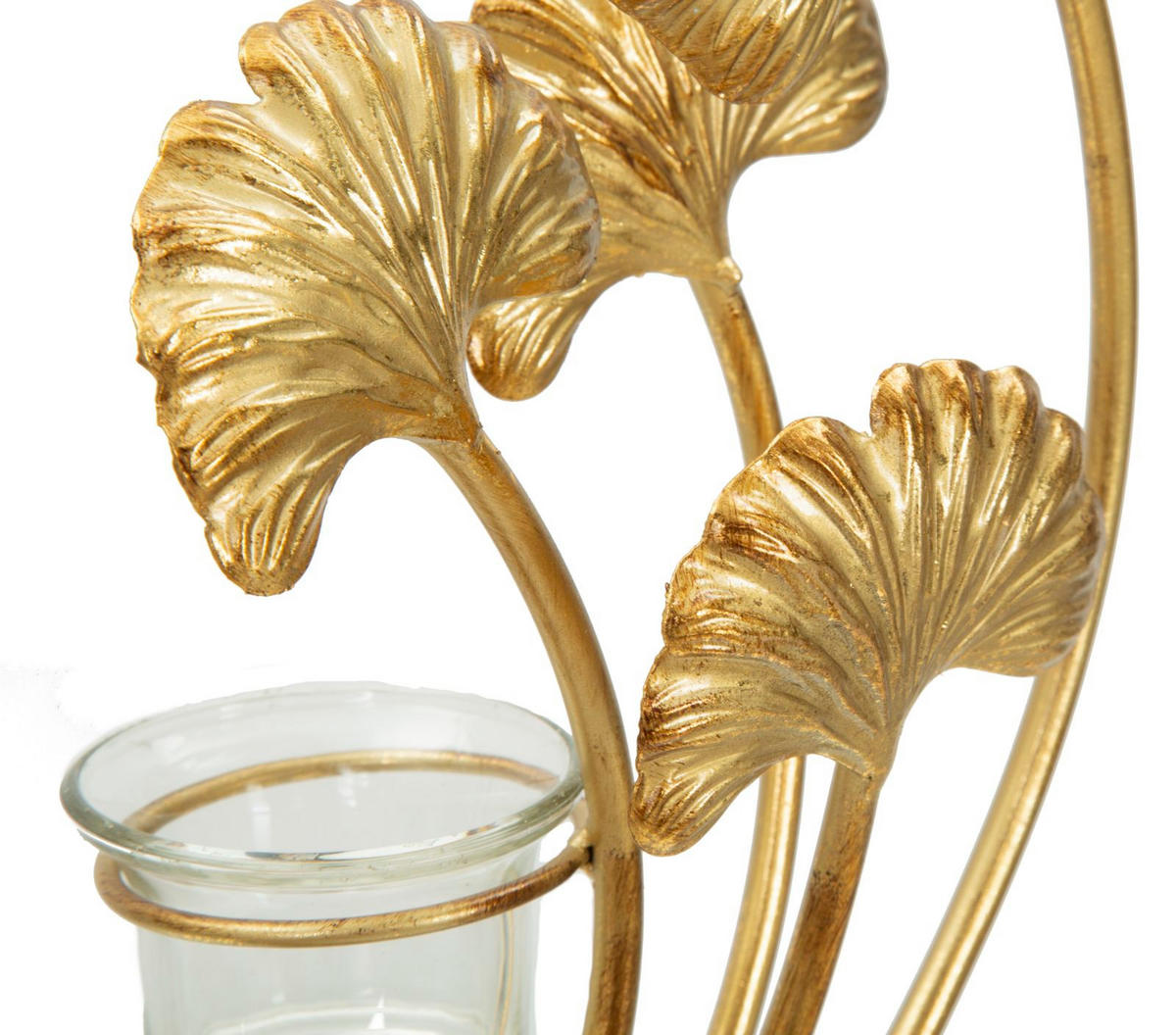 KERZENHALTER Glam Iris, goldfarben und schwarz, Eisen und Glas, 50 x 12 x 55 cm - Goldfarben/Schwarz, Glas/Metall (50/55/12cm) - Mauro Ferretti