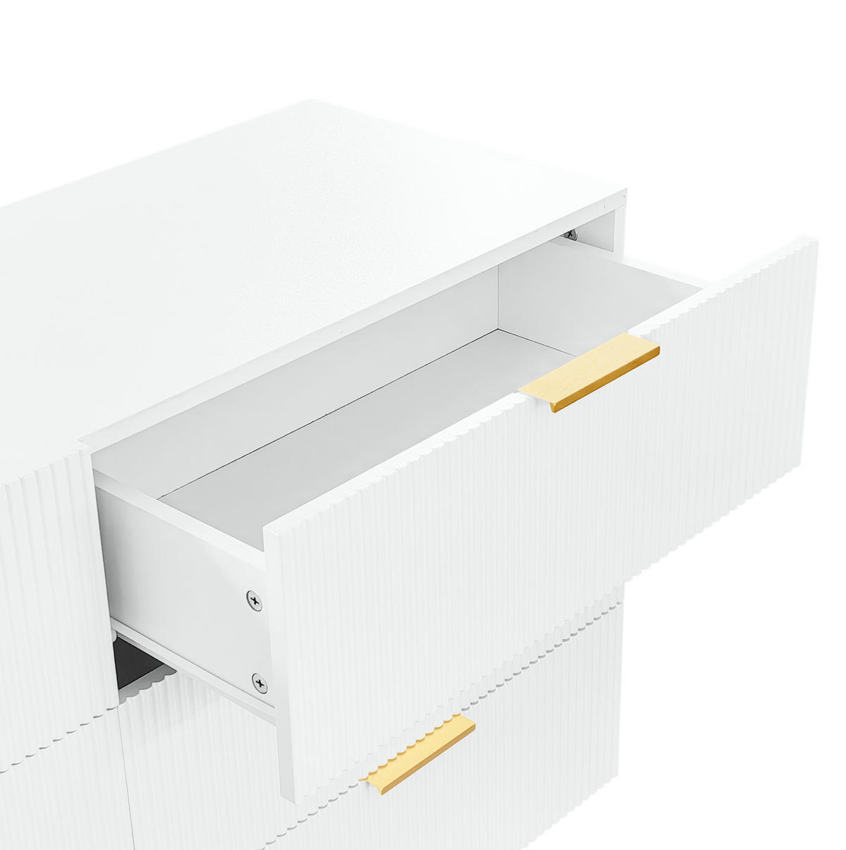 SIDEBOARD 120/77/40 cm Weiß aus Spanplatte mit 6 Schubladen - Weiß, Holzwerkstoff (40/77/120cm) - OKMYHOME